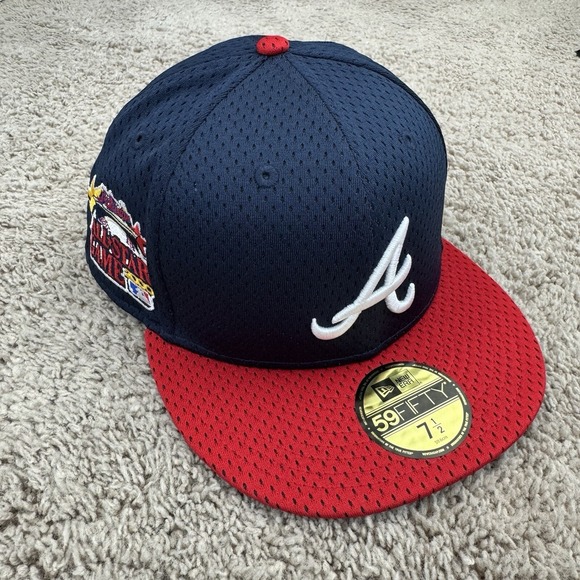 Atlanta Braves Hat New Era 7 1/2 Blue Red BP Mesh 2000 ASG Side Patch 5950 Cap - Picture 1 of 9
